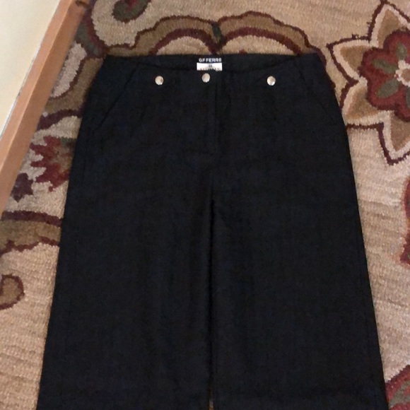 GF FERRE size EU 26 / 40 Classic Ink Black Slim Trouser LOGO Silver Buttons $279 - Picture 14 of 16